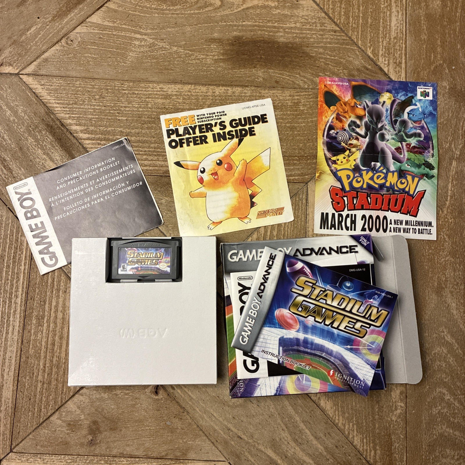 Pokemon Stadium N64 Red Blue Yellow Gameboy Insert March 2000 Poster + Guide!!!