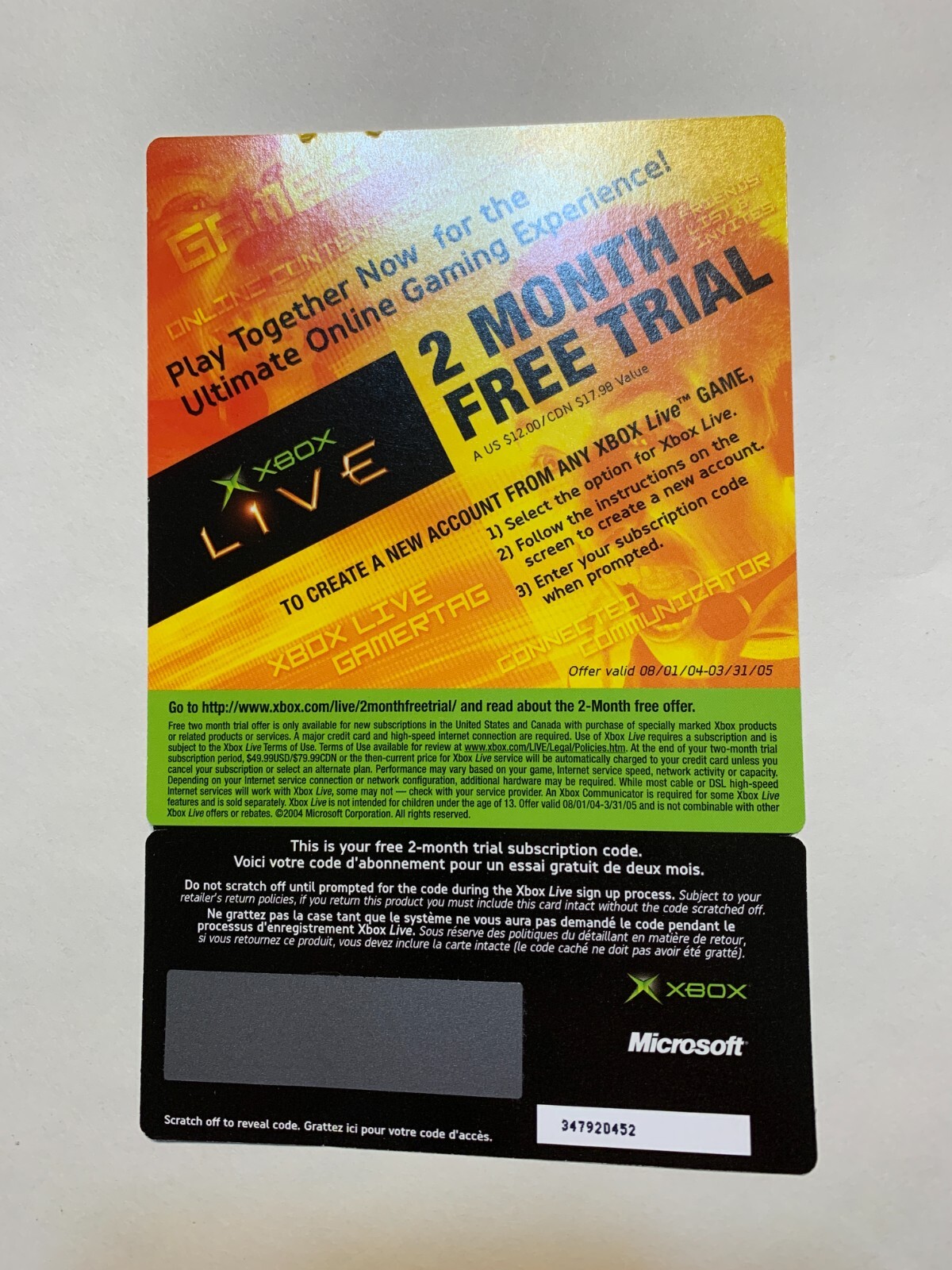 Lot of 10 Original Xbox Live 2 Month Free Trial cards microsoft expired unused