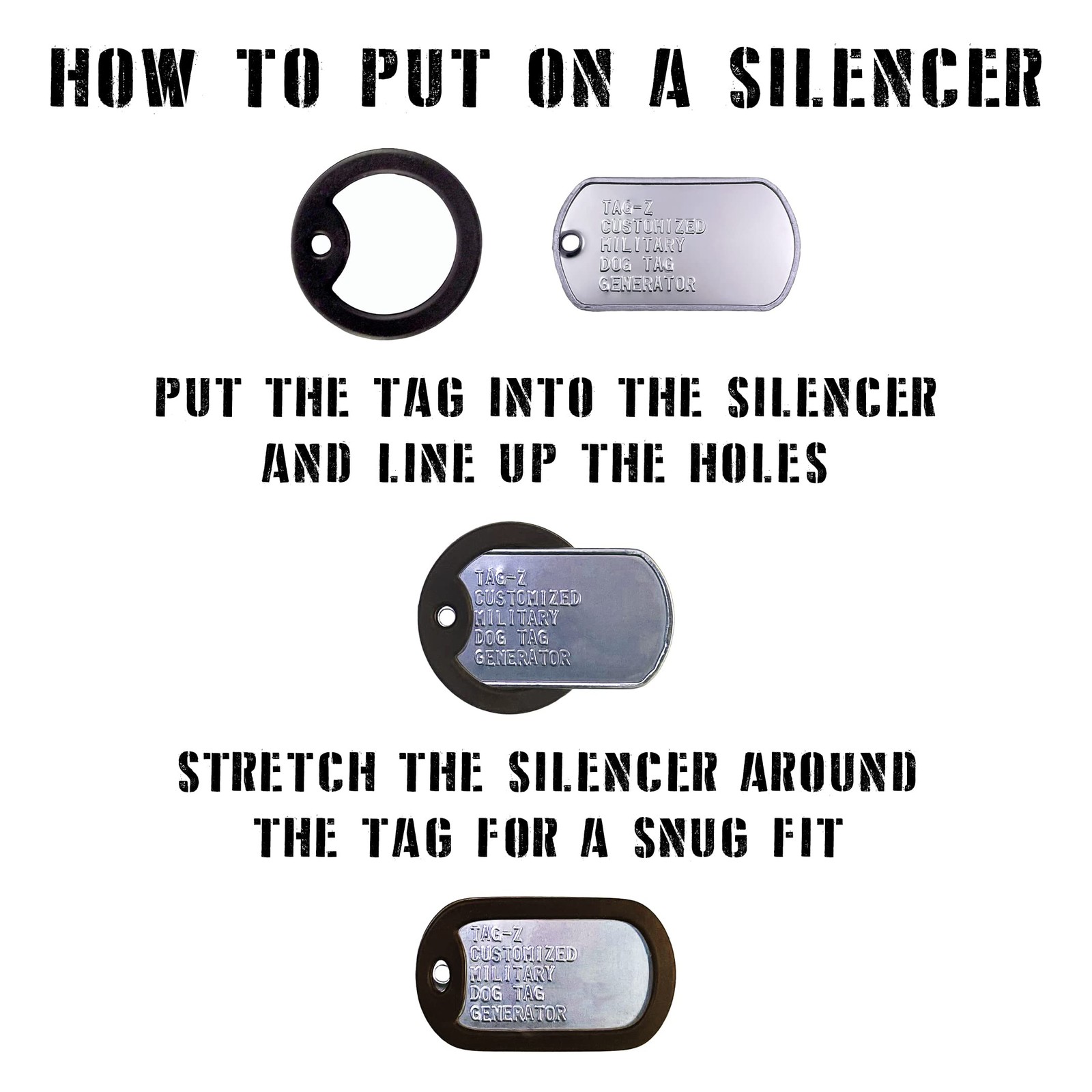 Tag-Z Brand 2-Pack Black Military Dog Tag Silencers – 2″ x 1.125″,