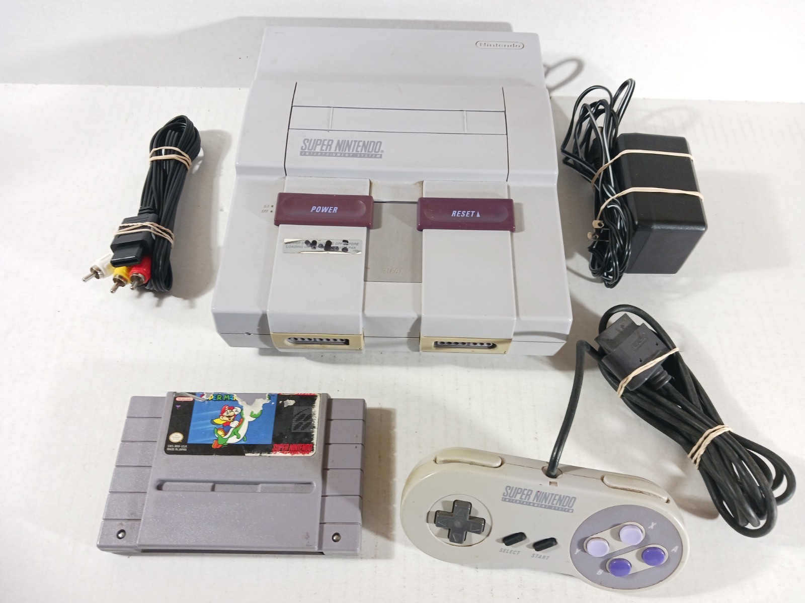SNES Starter Set Super Nintendo Mario World Lot Fully Tested Saves Cords