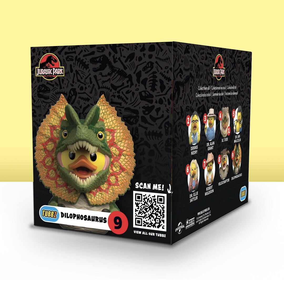 TUBBZ Boxed Jurassic Park Dilophosaurus Collectible Duck Figure Official JEEP