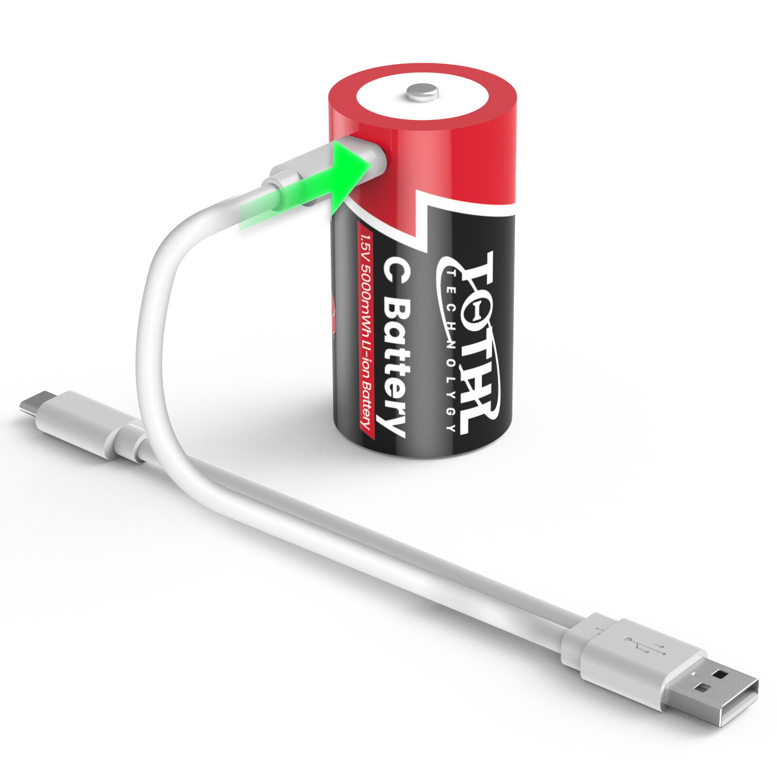 Rechargeable Lithium C Batteries 6 Pack, 1.5V C Cell Batteries with 4 in 1 US