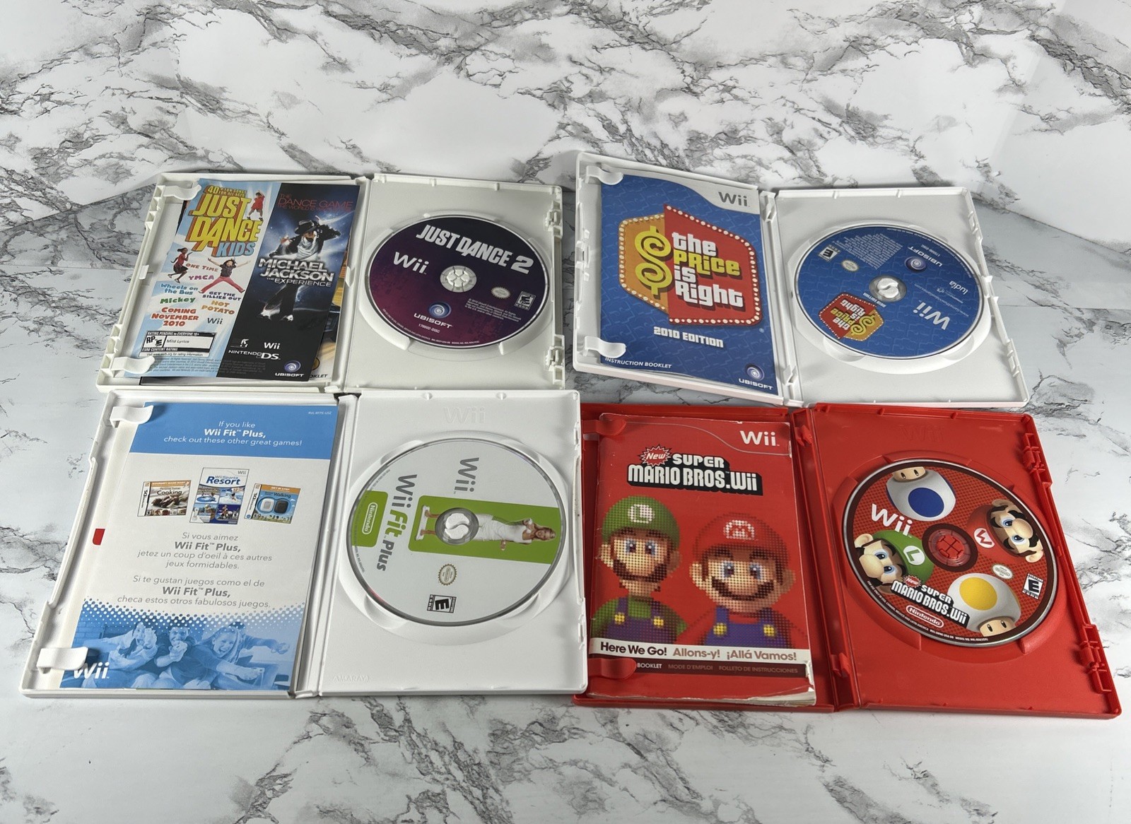 Nintendo Wii Console RVL 001 Lot 2 Wii Remotes, Wires, Wii Sports & More