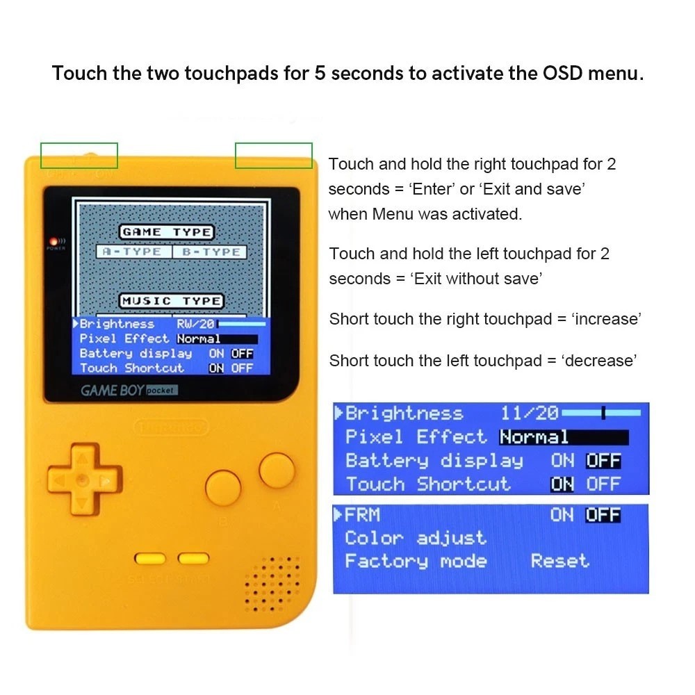Game Boy Pocket Laminated 2.8″ IPS Kit + Shell & USB-C LiPo Battery Gameboy GBP