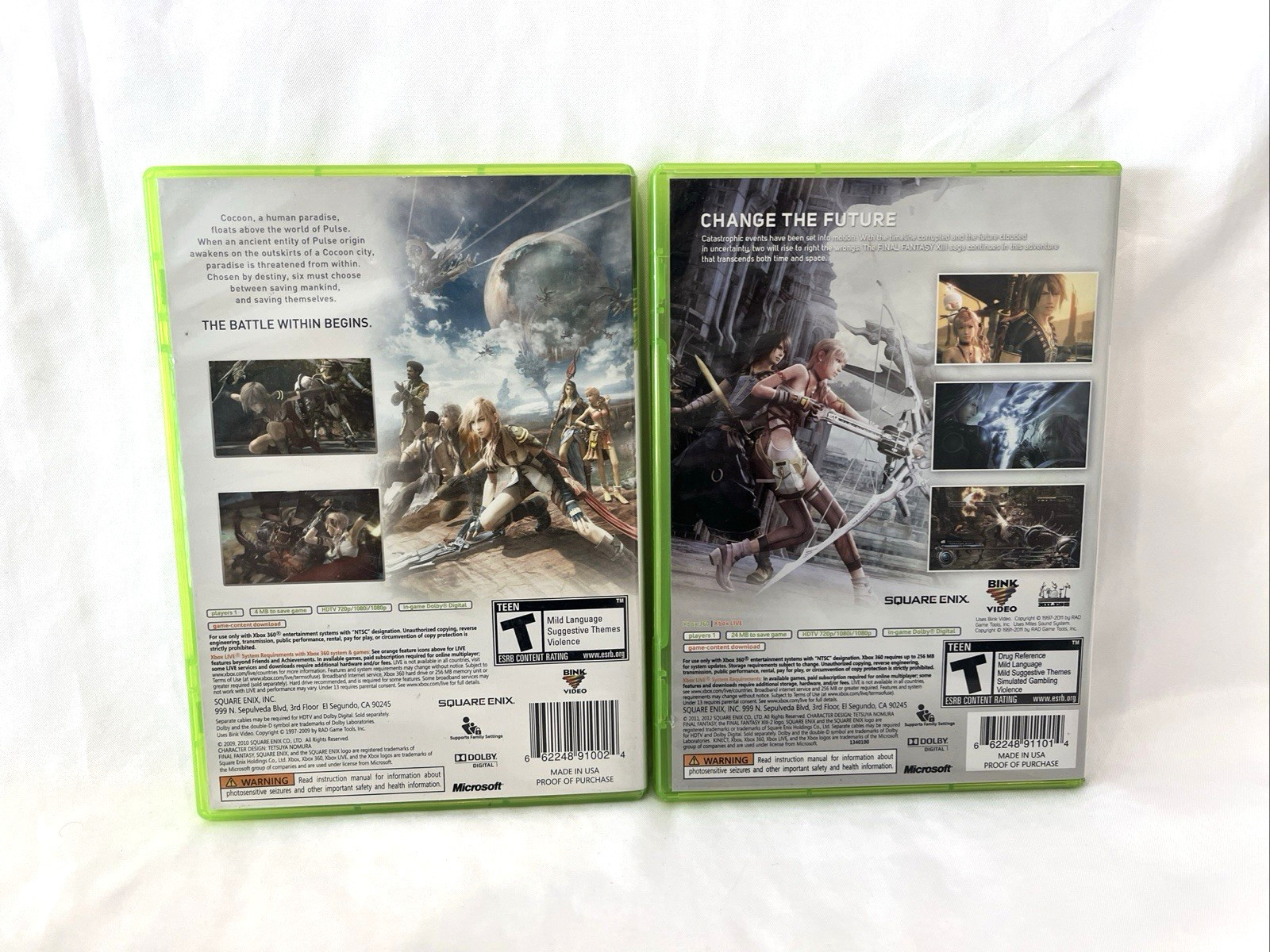 Final Fantasy XIII & XIII-2 Xbox 360 CIB w/Manuals & Discs Works