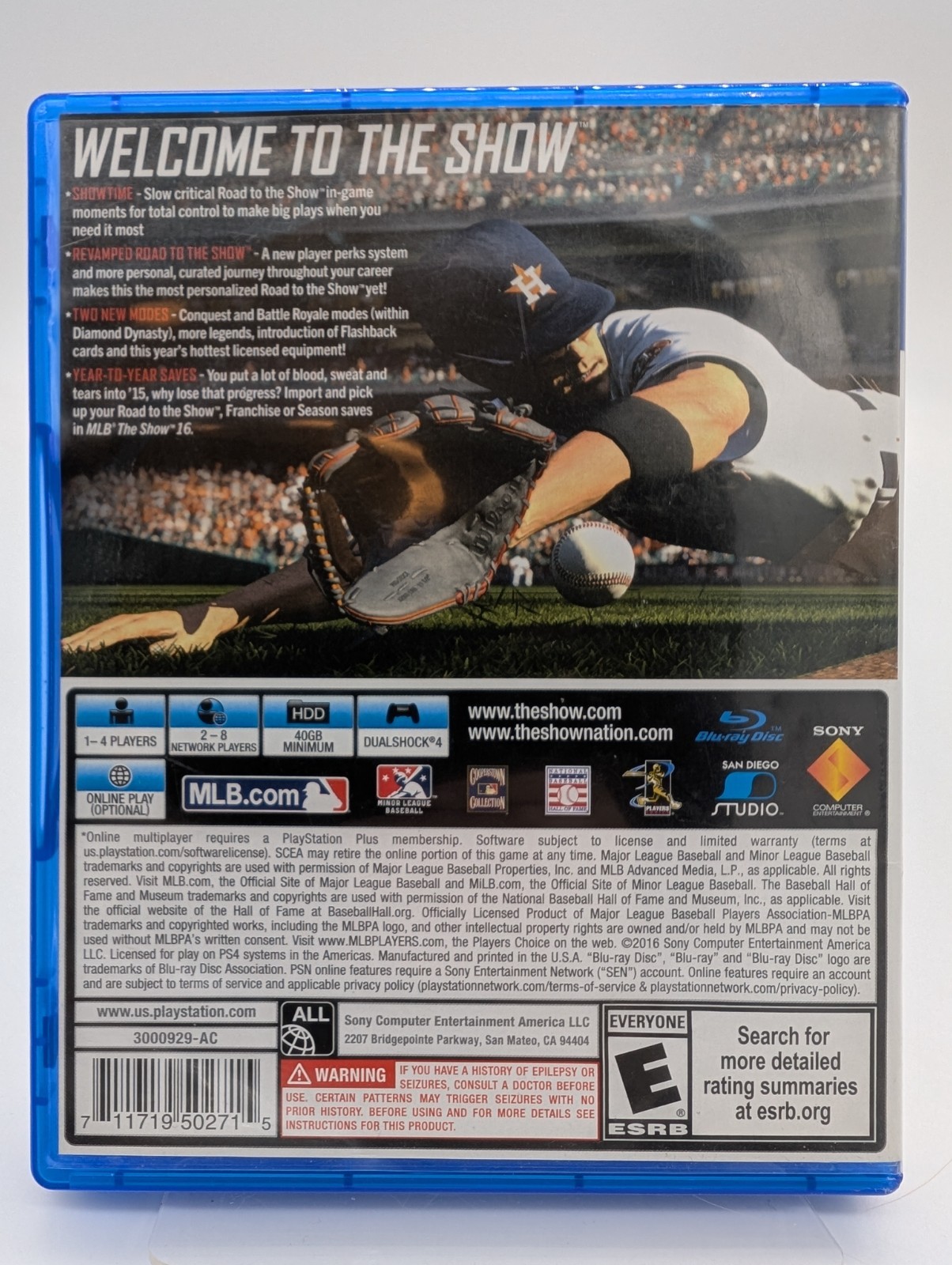 EA Sports MLB The Show 16 Sony Playstation 4, Ps4, Rated E 10+ Multiplayer Good