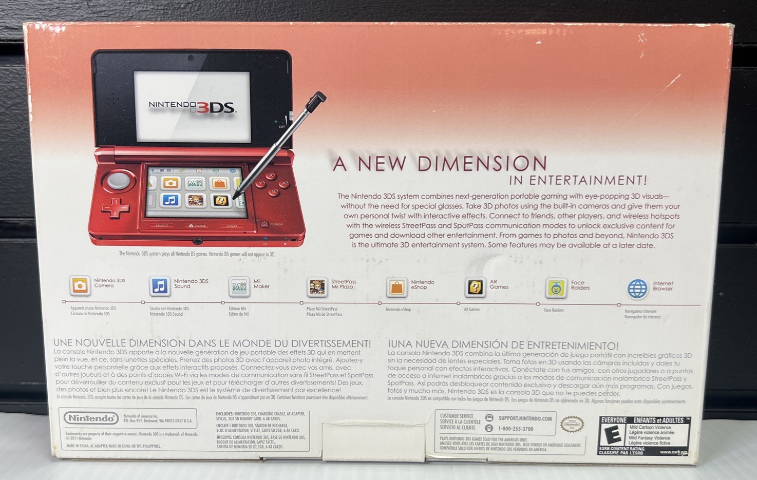 Flame Red Nintendo 3DS Console Box And Paperwork Only