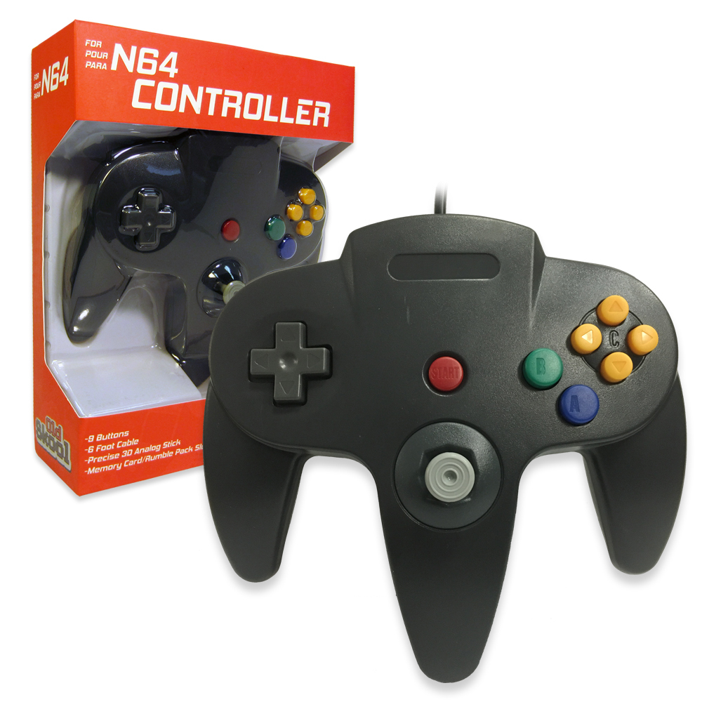 Old Skool Black Wired Controller for Nintendo 64 N64