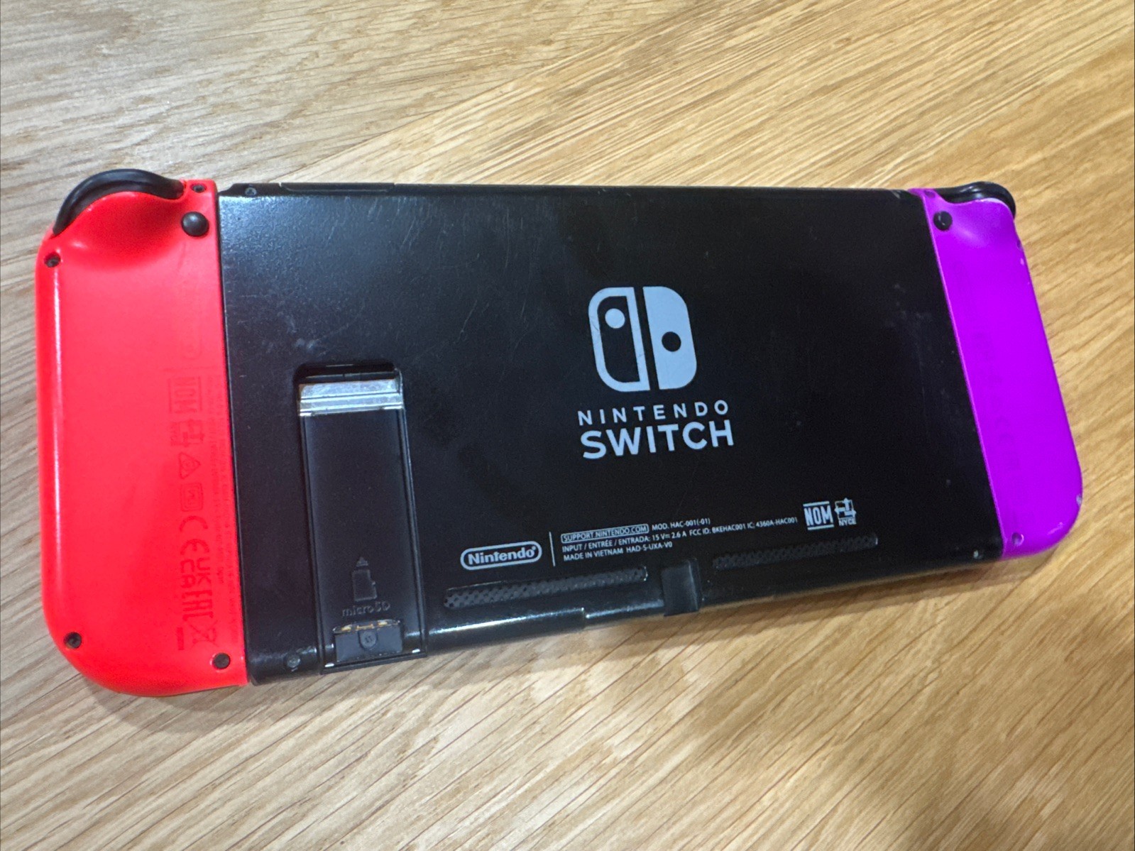 Nintendo Switch Console V2–Neon Purple & Neon Red Joy-Cons–Tested–Dock & Charger