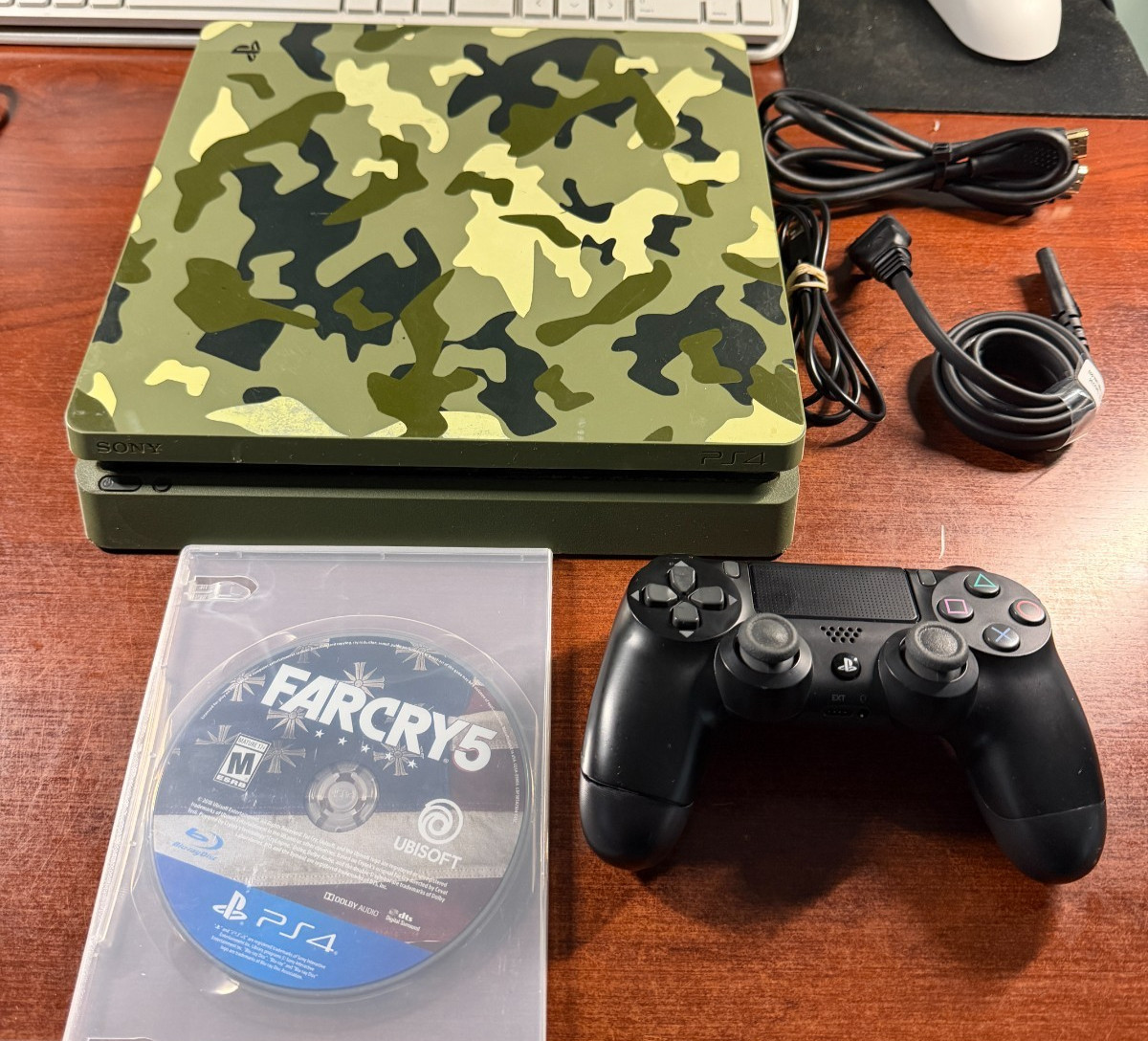 Camo PlayStation 4 PS4 Slim 1TB CUH-2115B 1TB Bundle Black Controller + FarCry 5