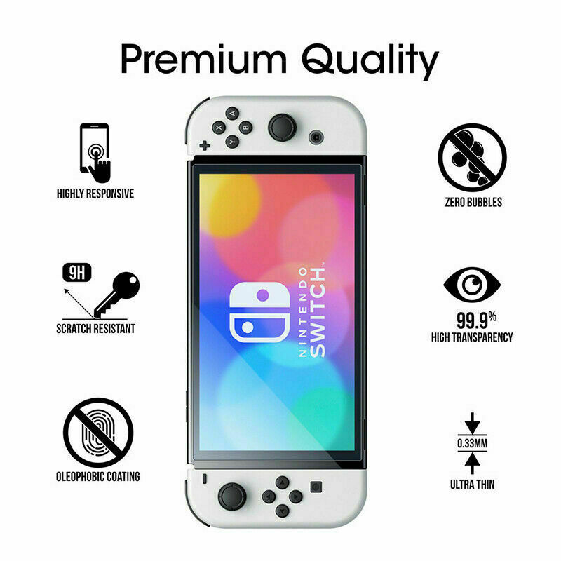 2x Screen Protector For Nintendo Switch OLED 2021 Clear Tempered Glass Film