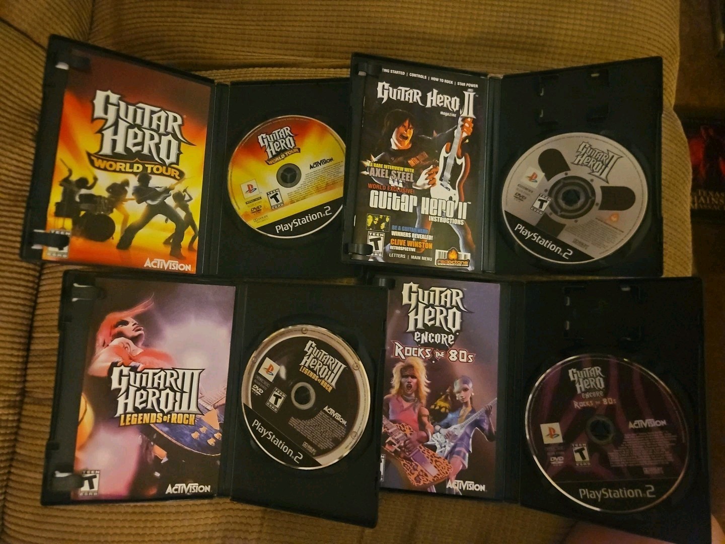 Guitar Hero 2 3 Rocks the 80’s World Tour PlayStation 2 PS2 Game Lot of (4)
