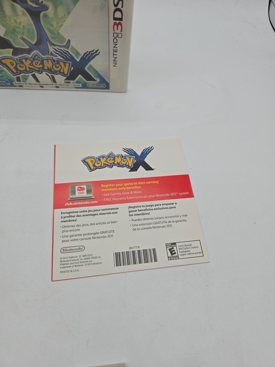 Pokemon x Version Complete In Box Nintendo 3DS 2013 Manual Inserts