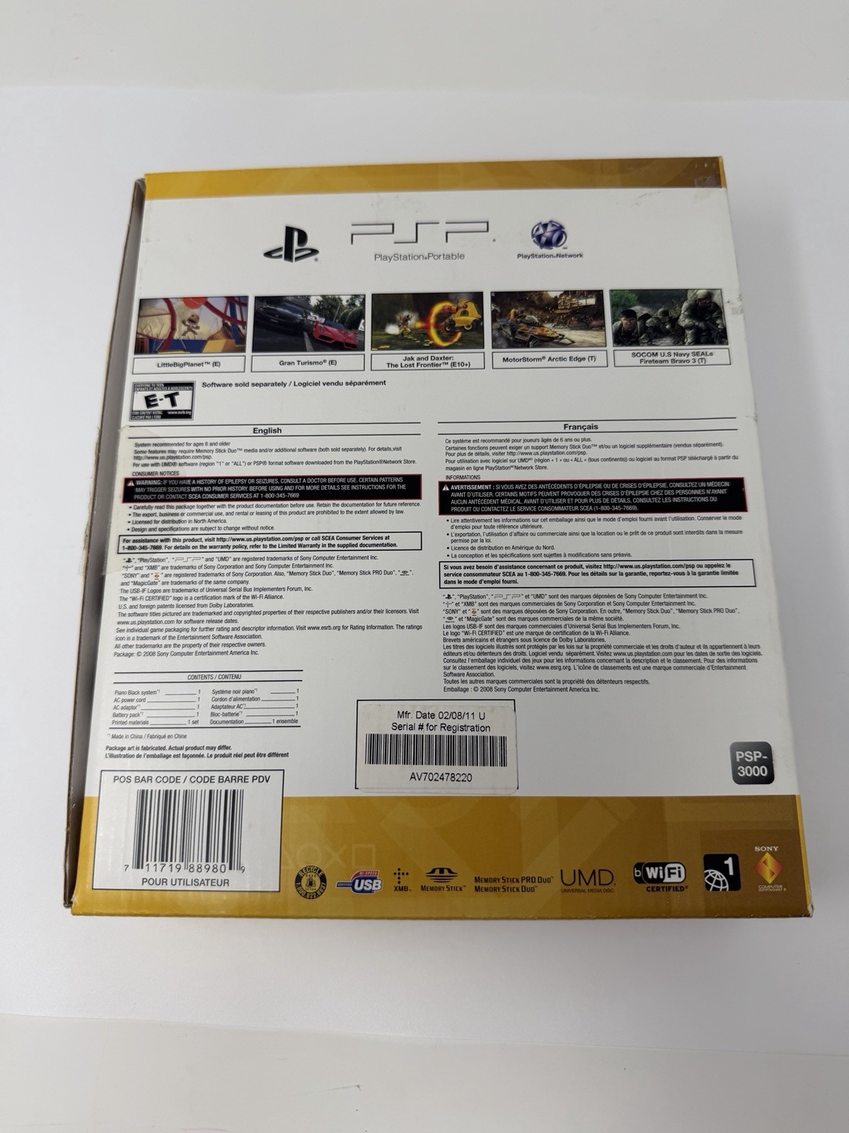 Sony PlayStation Portable PSP Handheld Console PSP-3000 RARE USA (Tested)