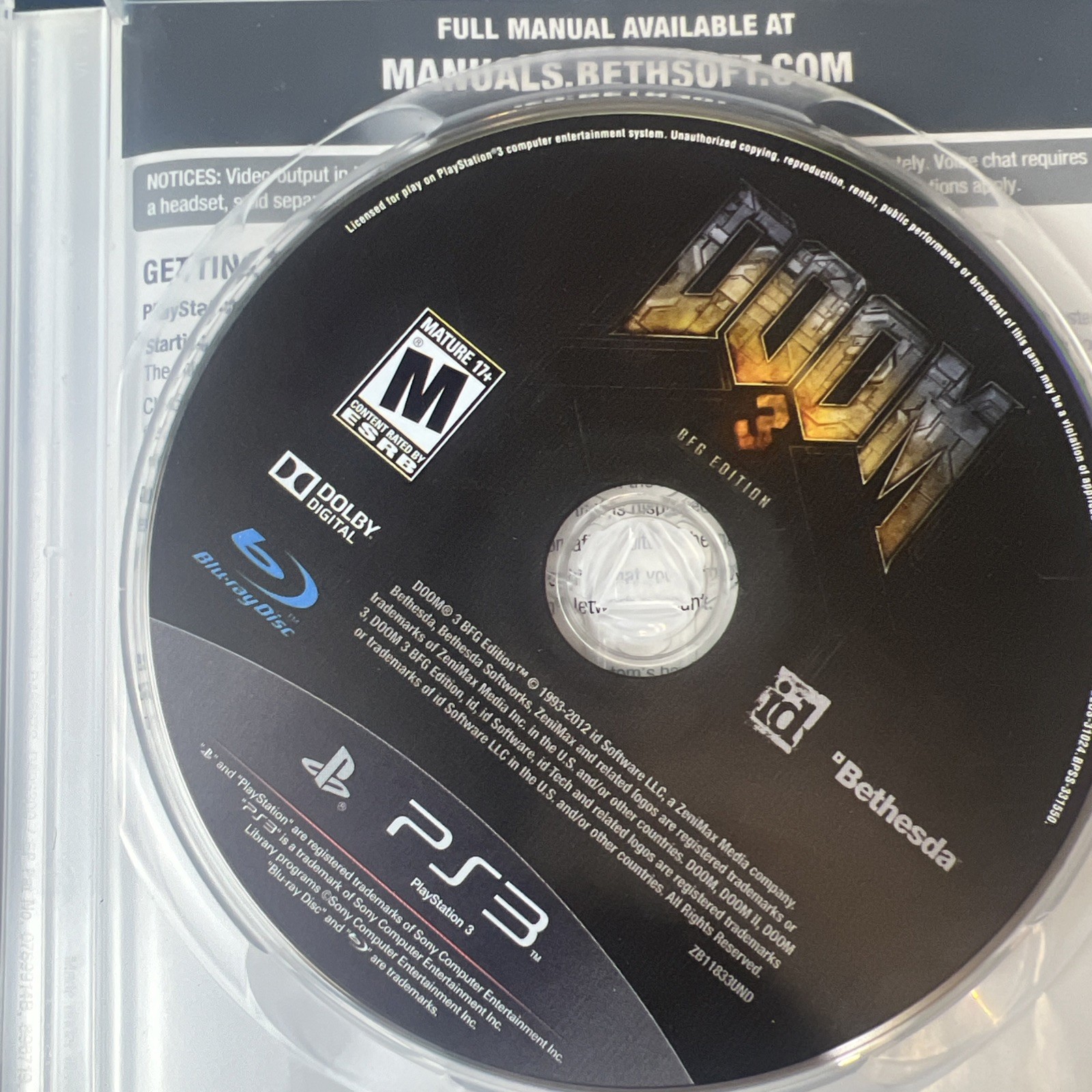 Doom 3 BFG Edition – Sony Playstation 3 / No Poster Or Manual