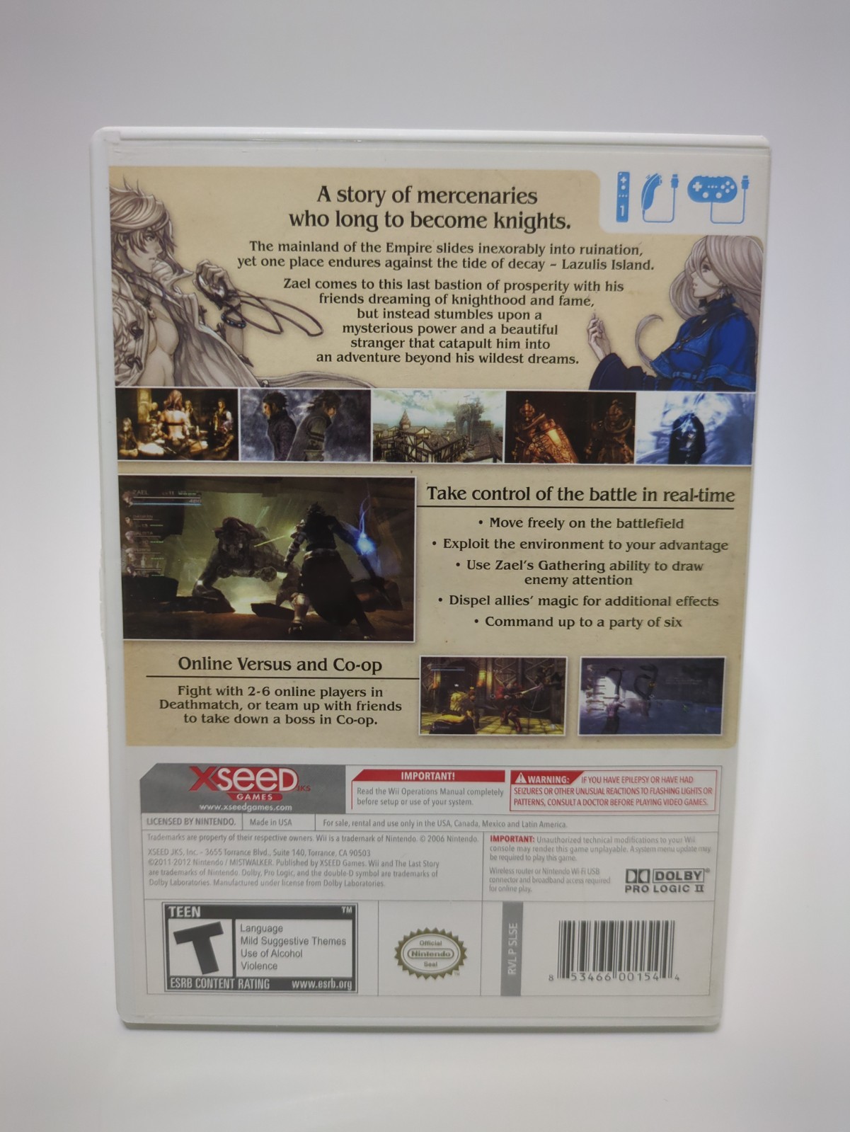Wii; The Last Story Limited Edition, w/Manual, Art Book, Box Case, VG