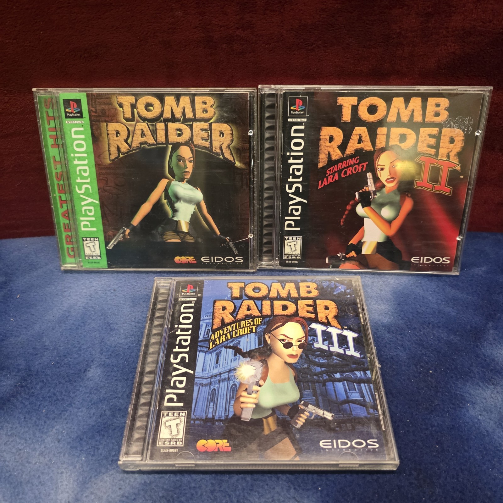 Tomb Raider 1, 2 &3 PS1 Lot Of 3 Sony PlayStation 1 Games Original Cases