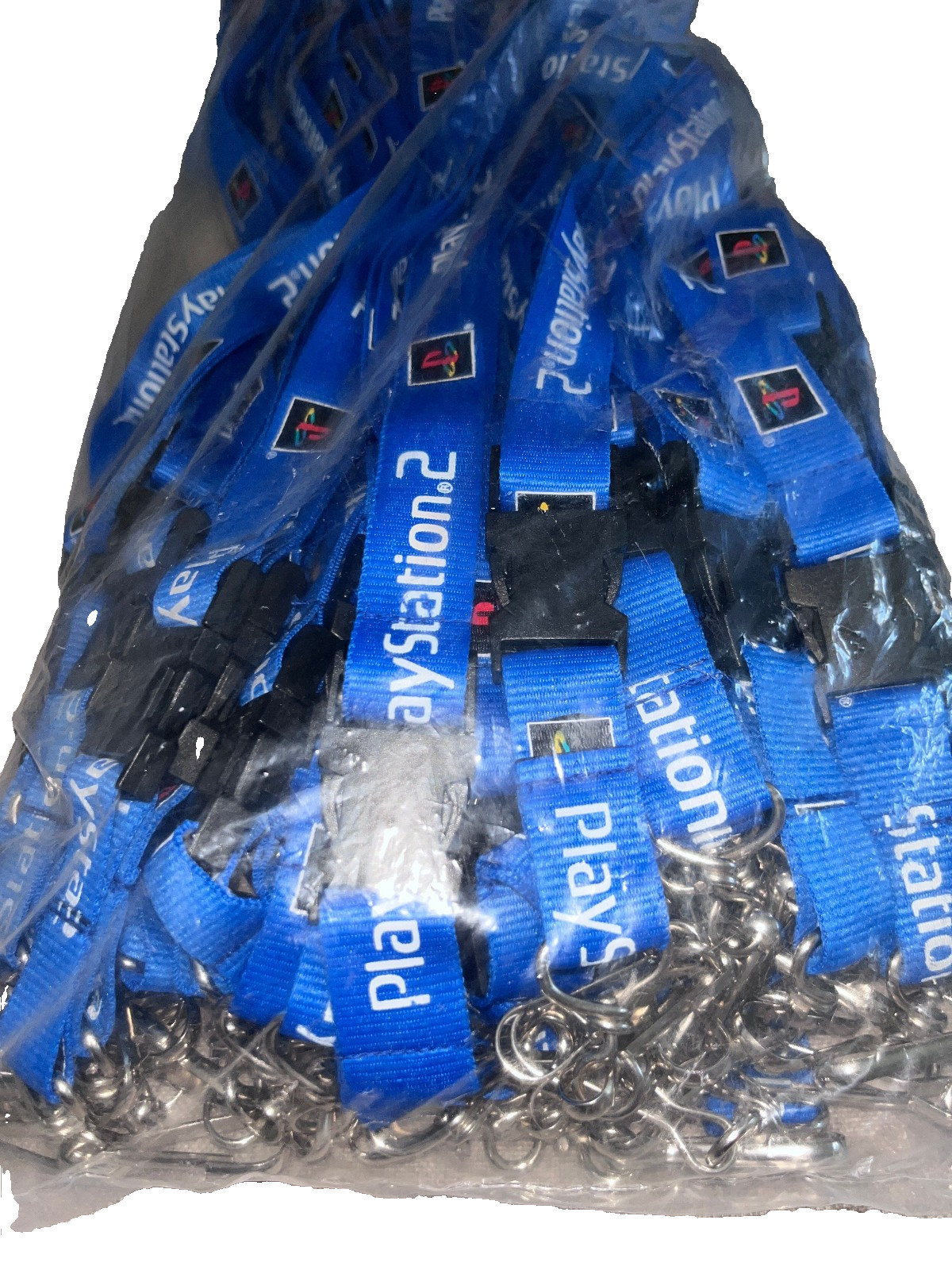50 VINTAGE Official Sony PlayStation 2 PS2 BLUE Lanyard Wholesale Bulk Lot Promo