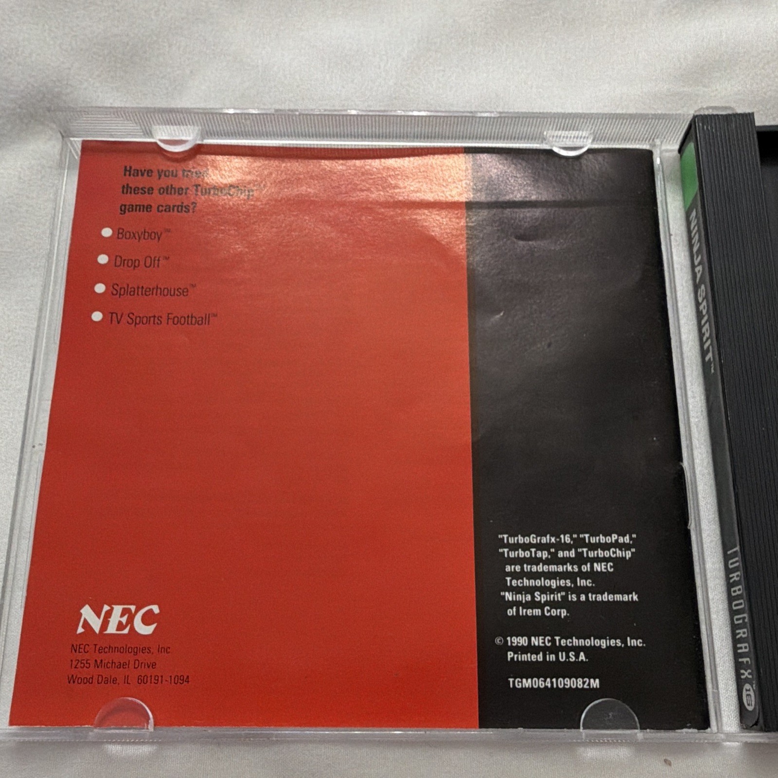 NEC Ninja Spirit TurboGrafx-16 HuCARD Video Game 1990 w/ Case
