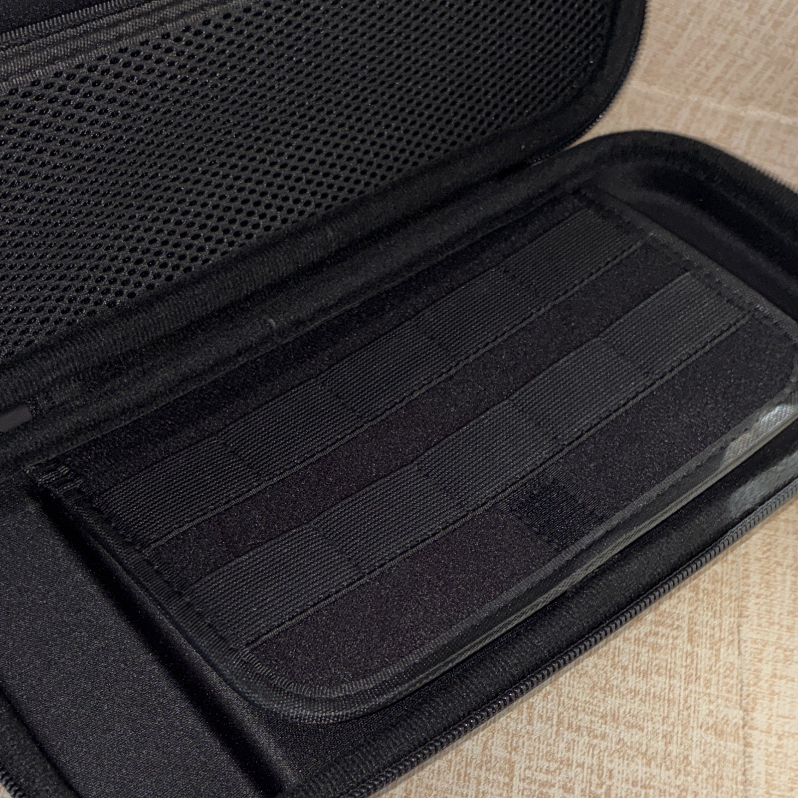 Black Hard Shell Padded Travel Case for Nintendo Switch, Zipper, Handle, Pockets