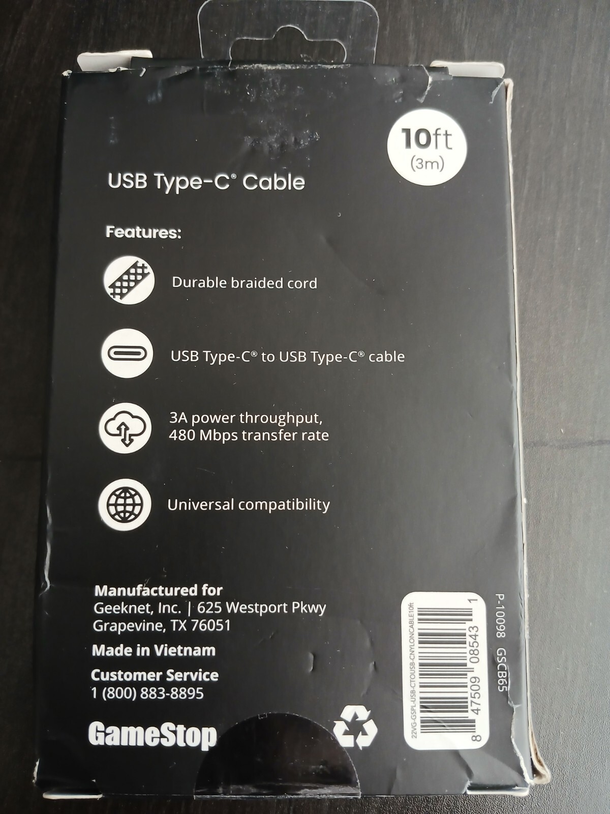 (QTY 1) GameStop Universal USB-C To USB-C 10ft Cable PS5 PS4 PC Compatible