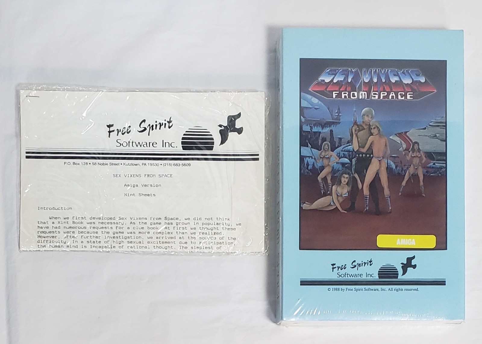 NEW 1988 Amiga SEALED Sex Vixens From Space + Hint Sheets Free Spirit Software