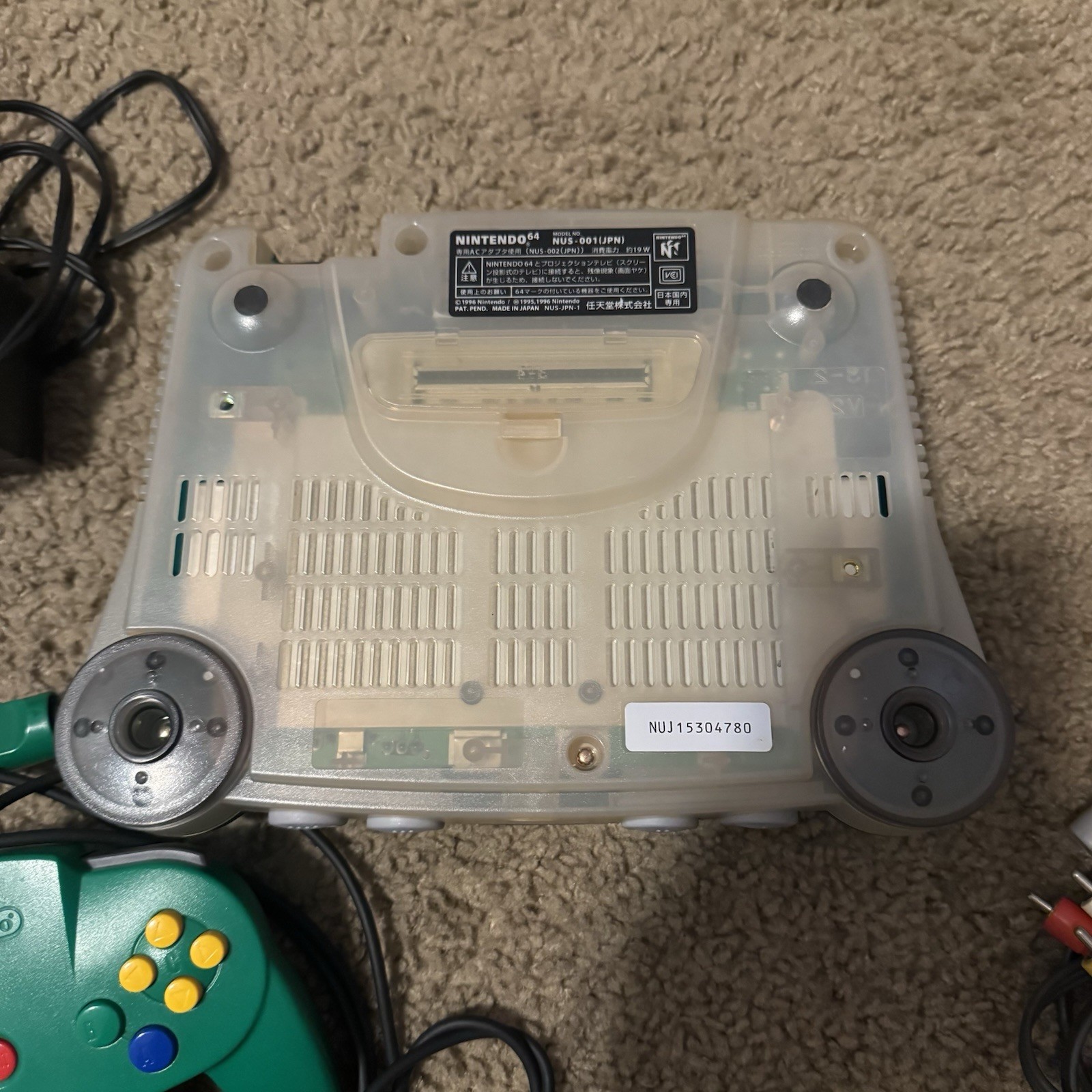 Nintendo N64 Funtastic Clear Blue Japan Console WORKS has a small crack on case