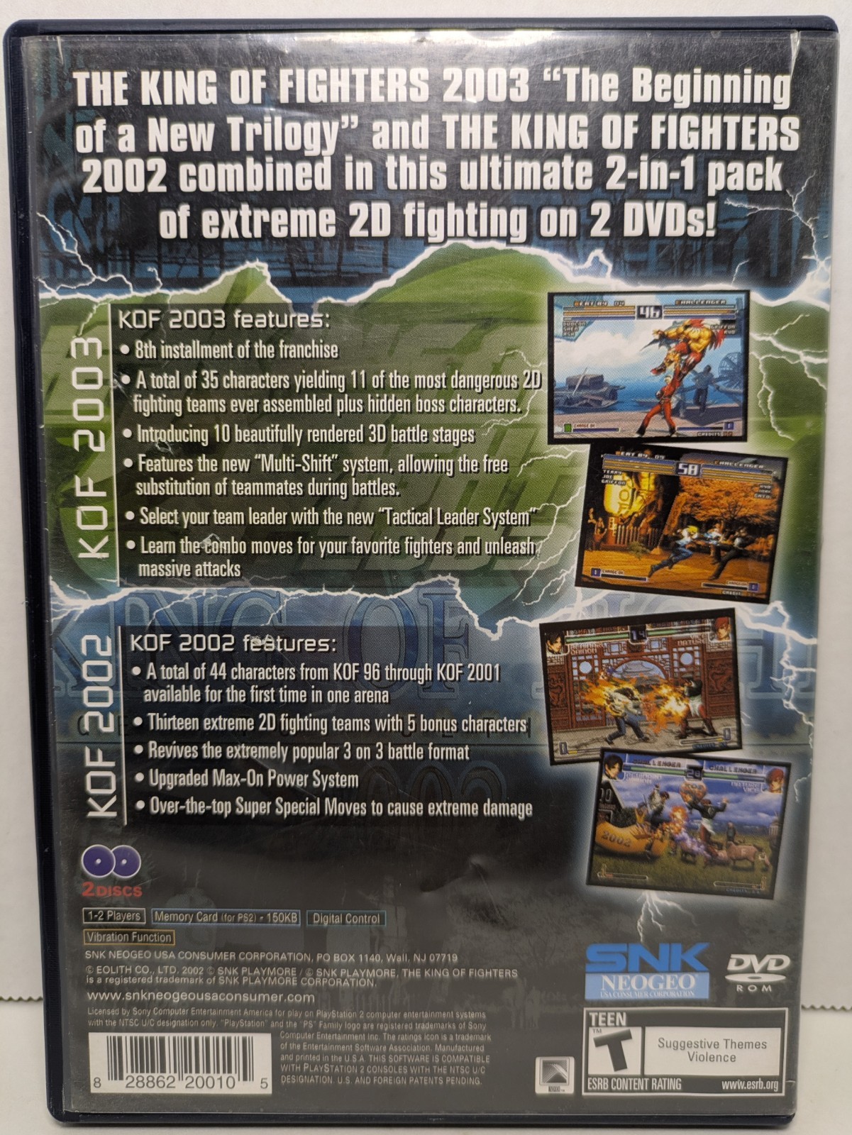 The King of Fighters 2002/2003 (PlayStation 2, PS2, 2005) CIB W/ Reg Card Tested