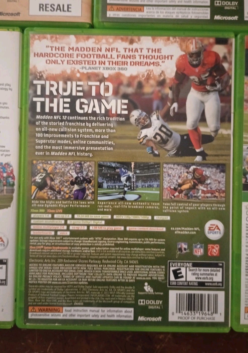 7 XBOX 360 Games Madden NFL 10,11,12,13,FIFA Soccer 12,Tony Hawke Ride,NBA 2K13