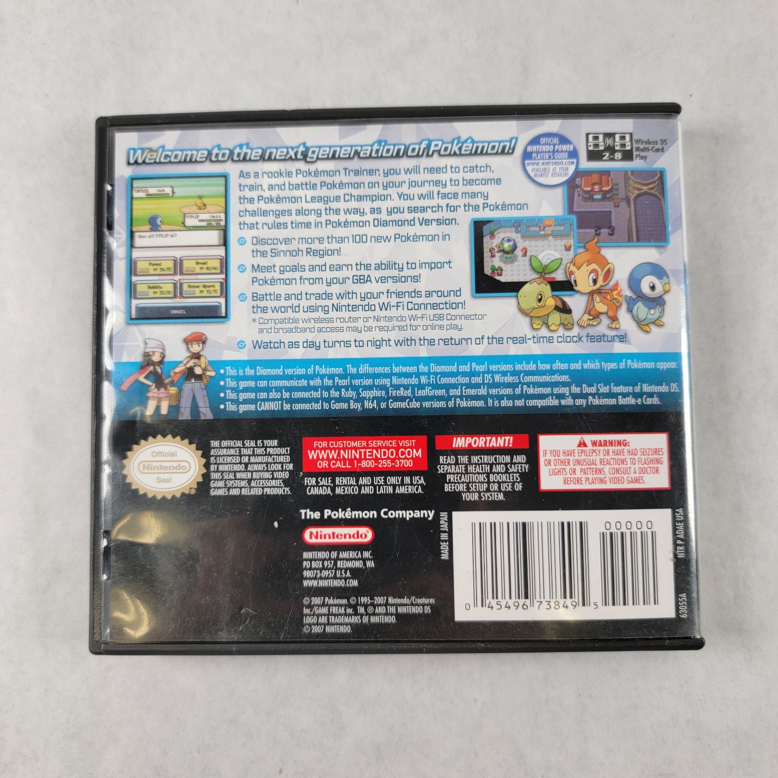 Pokémon Diamond Nintendo DS 2007 NO GAME, Case, Manual and Inserts ONLY Original