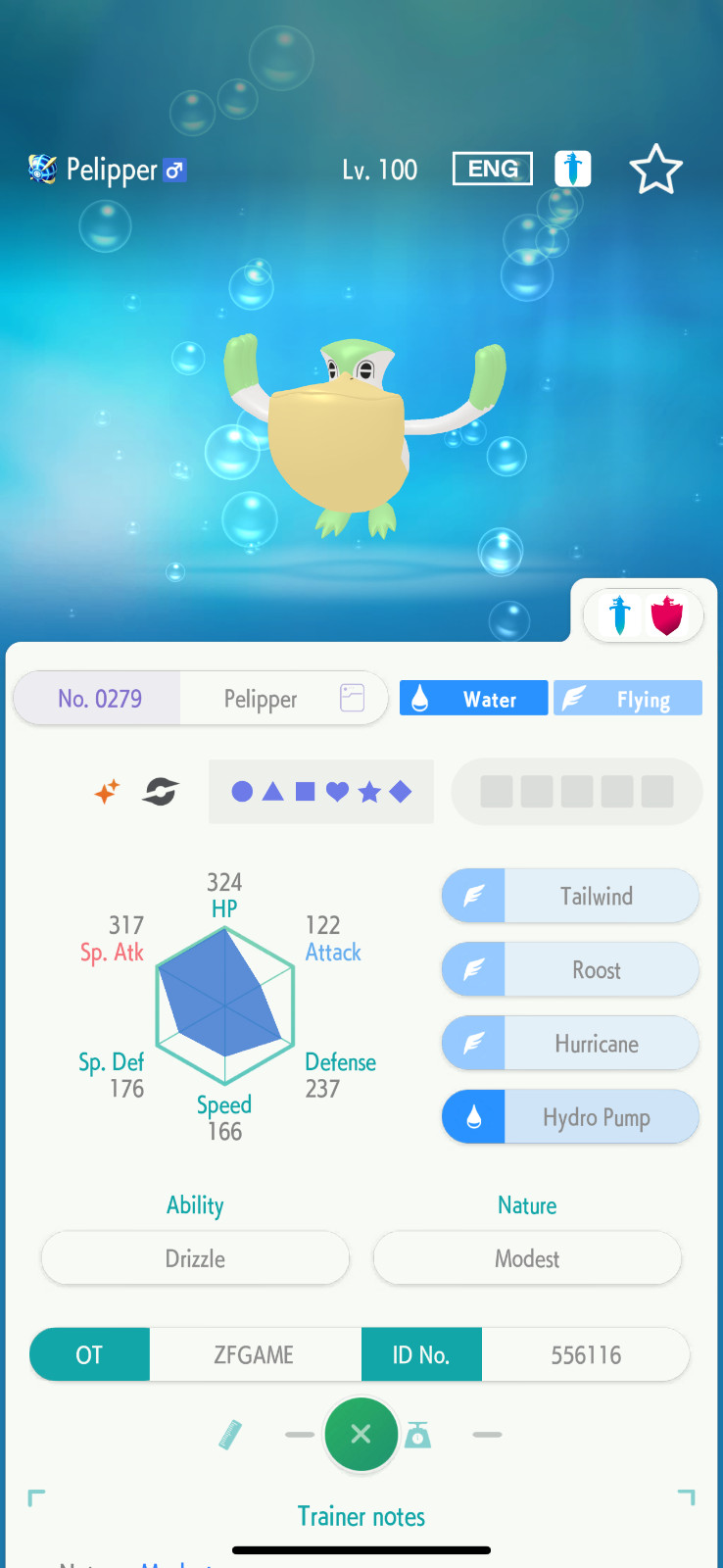✨6IV SHINY Pelipper + EVS🚀 POKEMON HOME✨Champions✨Online delivery⚡