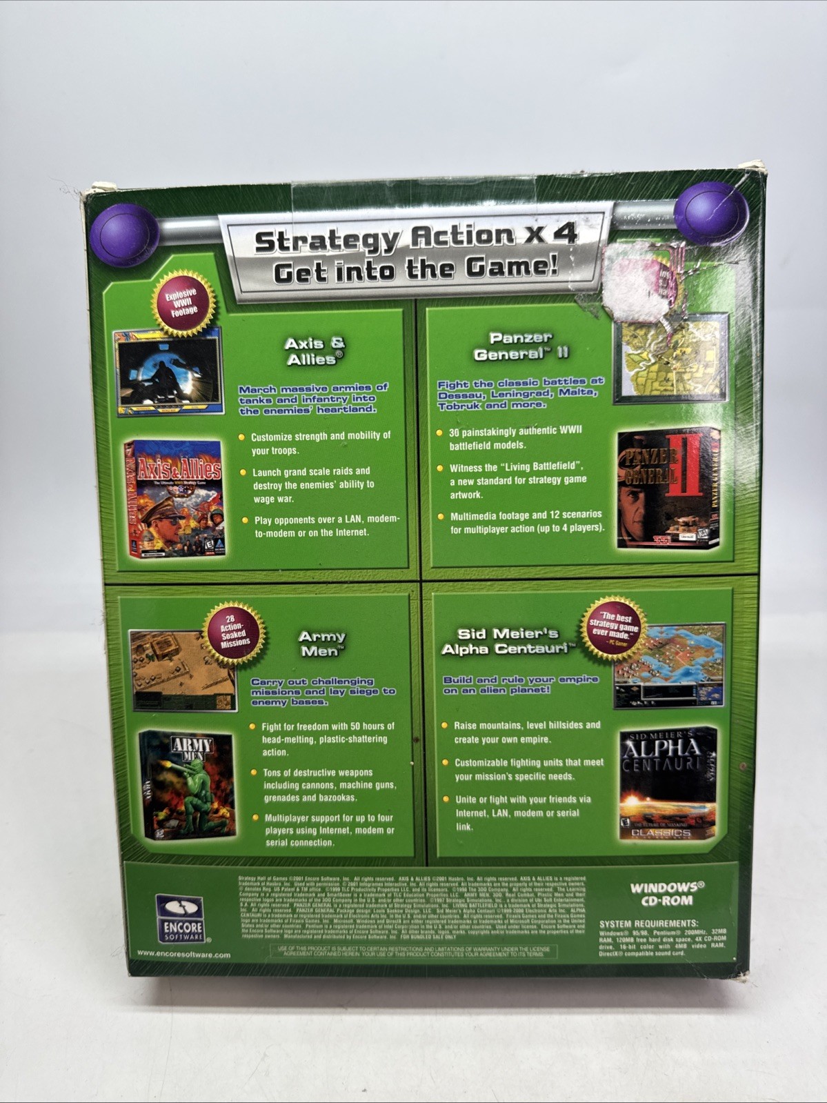 Vintage 2001 Strategy: Hall of Games 4-Pack Big Box PC Game Software SEALED