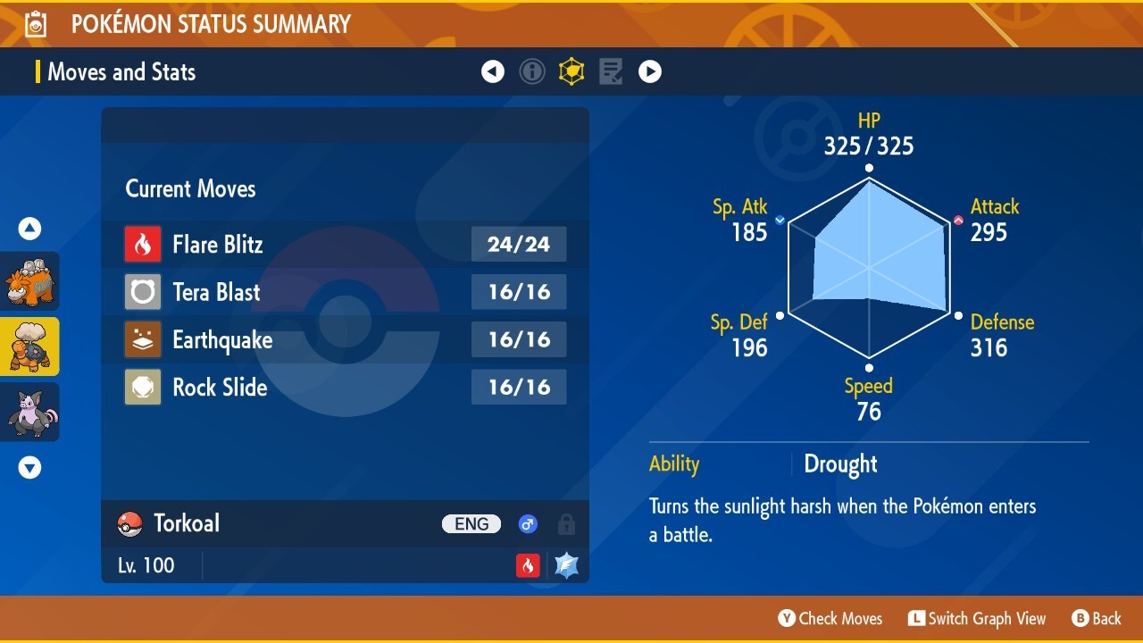 Shiny Torkoal 6IVs Tera Type: Flying Pokémon Scarlet and Violet