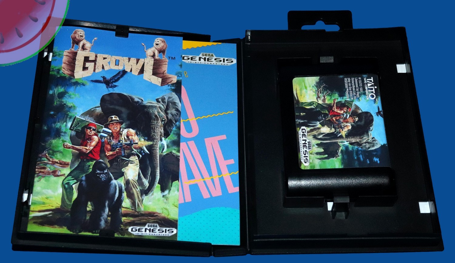 TESTED Sega GENESIS Game GROWL Beat Em Up with NEW Case, Manual, Taito Wave Ad