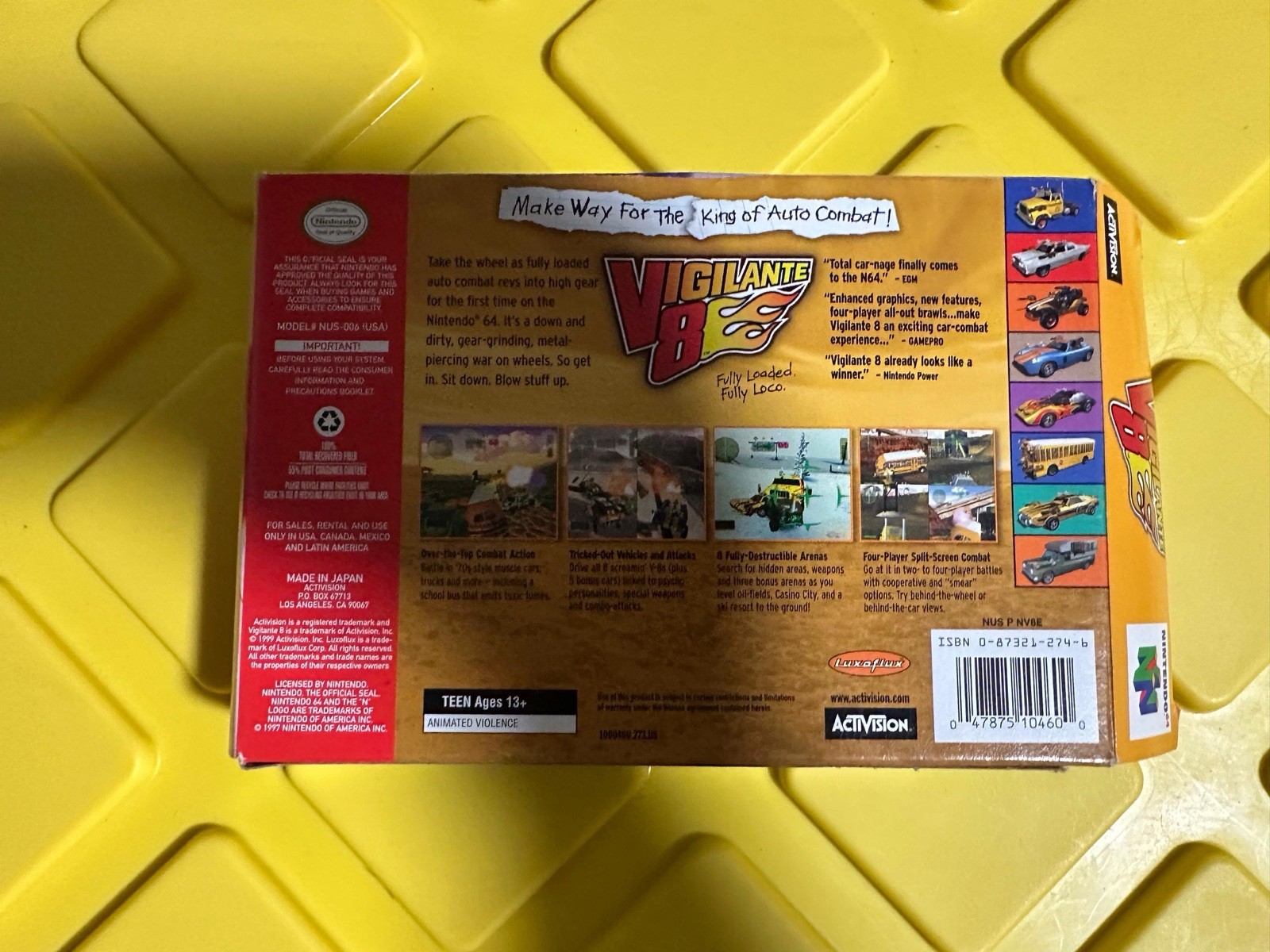 Vigilante 8 Nintendo 64 N64 Original Box Only Case No Manual Or Game Included