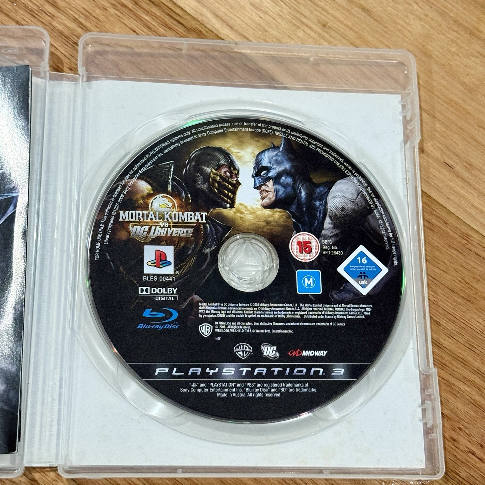 MORTAL KOMBAT VS DC UNIVERSE Sony PLAYSTATION 3 PS3 GAME INCLUDES MANUAL Batman