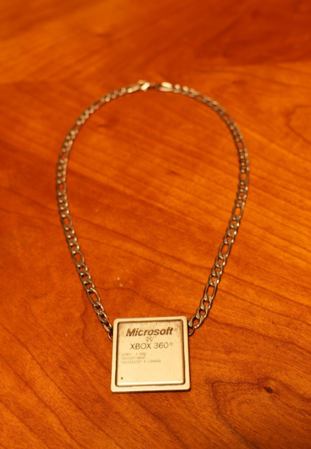 Unique Custom Xbox 360 Slim CPU Necklace, XCGPU Silver-Tone Stainless Chain