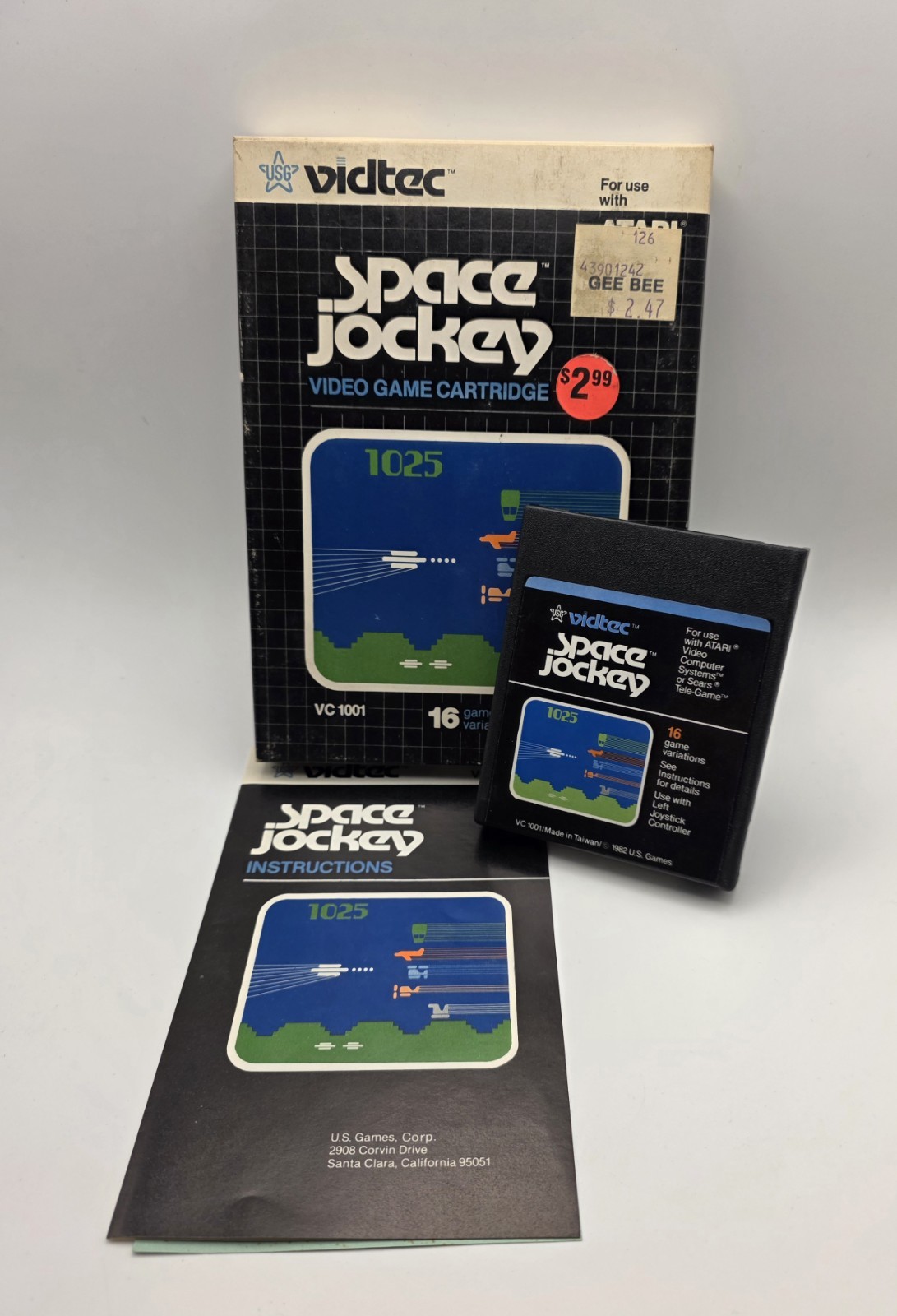 Atari 2600 Video Game Space Jockey Vidtec Space Attack Network CIB 1982