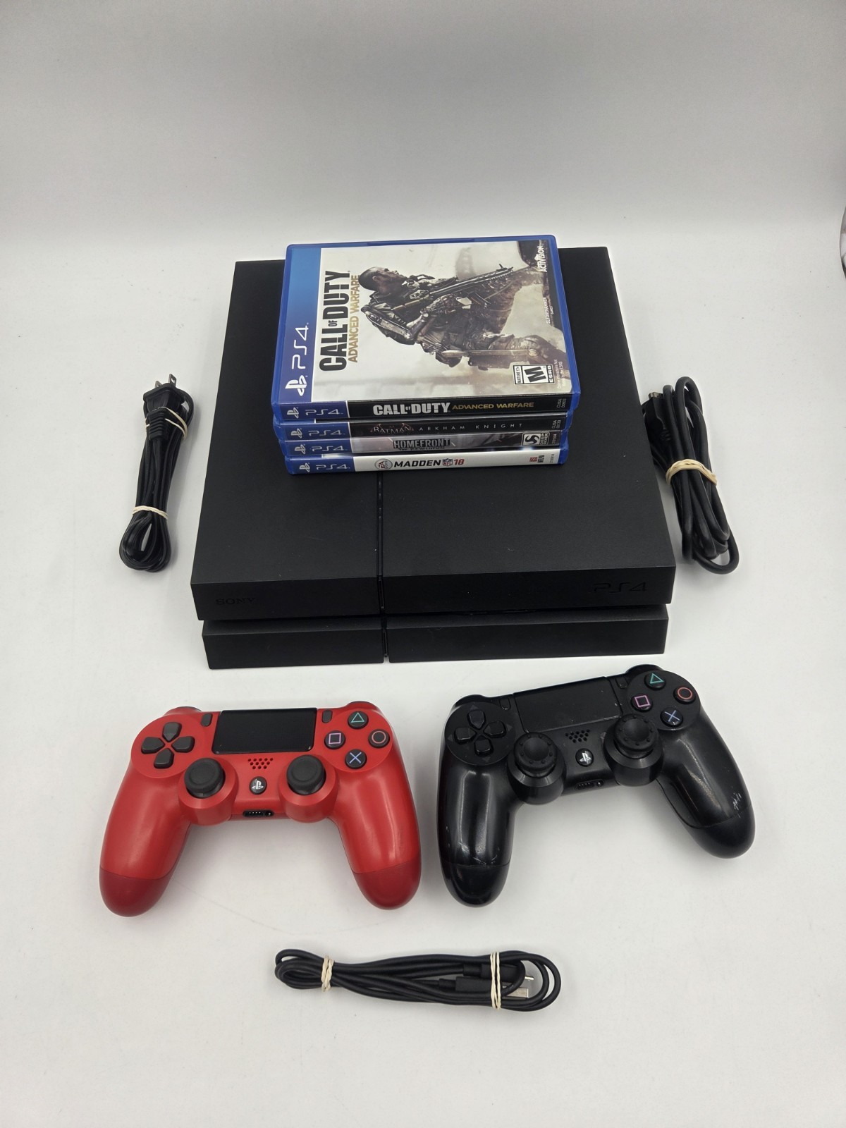 Sony PlayStation 4 Console 500GB (CUH-1215A) w/ 4 Games & 2 Controllers – TESTED