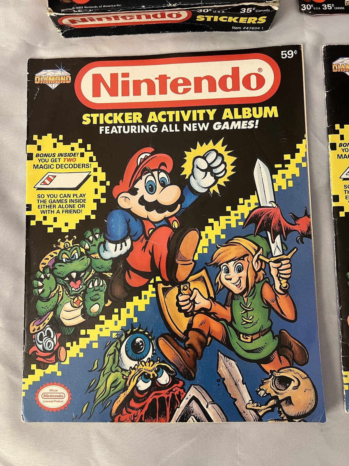 1989 Nintendo Sticker Box and Album Book – Diamond Complete Mario Link Zelda￼
