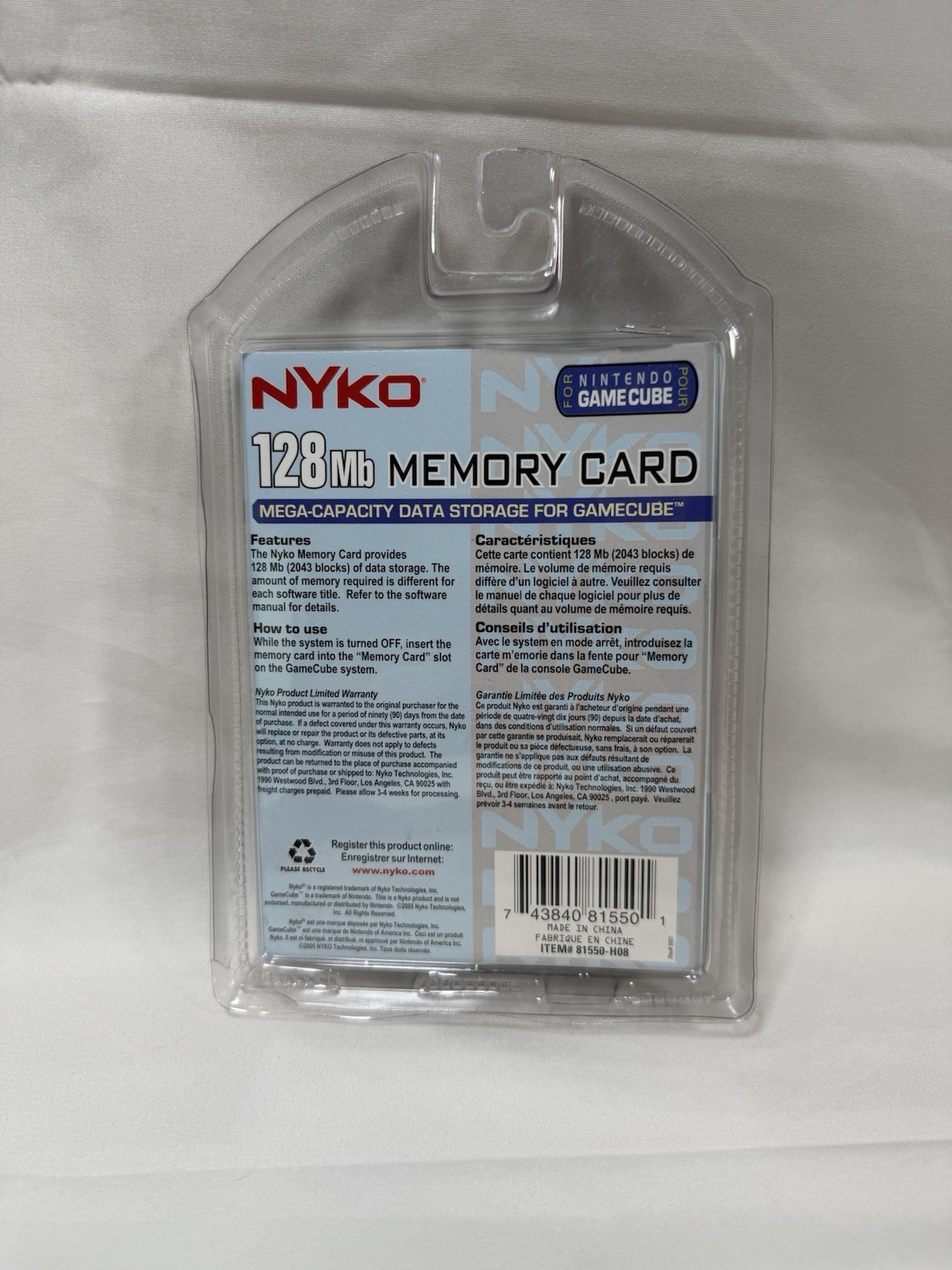 Nyko 128Mb (2043-Blocks) Memory Card for Nintendo GameCube – Sealed NEW NOS