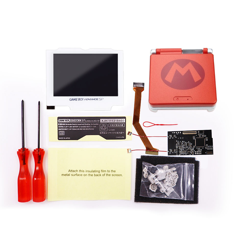 8 Colors Mode IPS Backlight LCD Mod w/Multi color Shells FOR GBA SP -White Lens