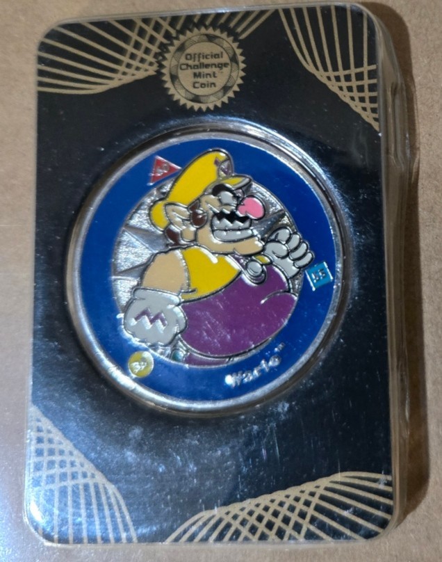 2016 Super Mario Official Challenge Mint Coin Wario Collectible Nintendo