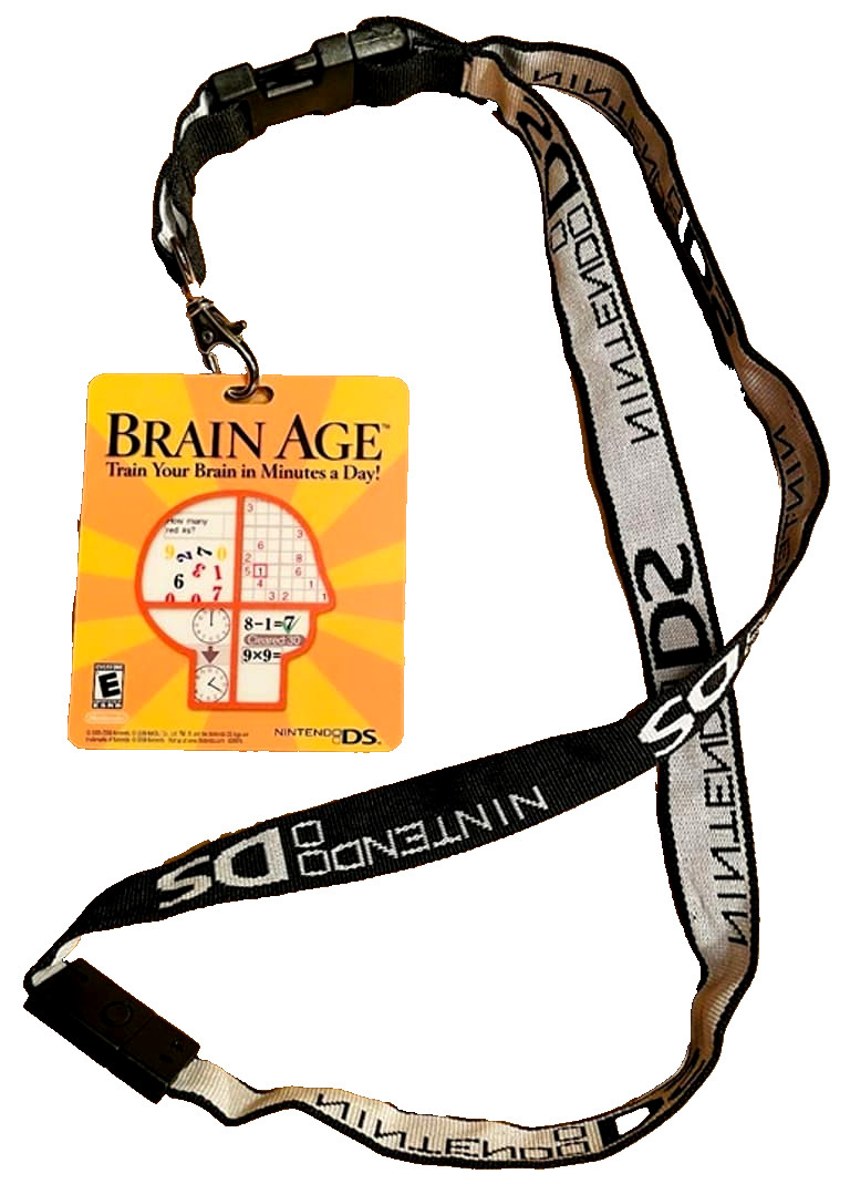 RARE NEW Vintage Nintendo DS Brain Age Promotional Lanyard Tag ~ FREE SHIPPING!