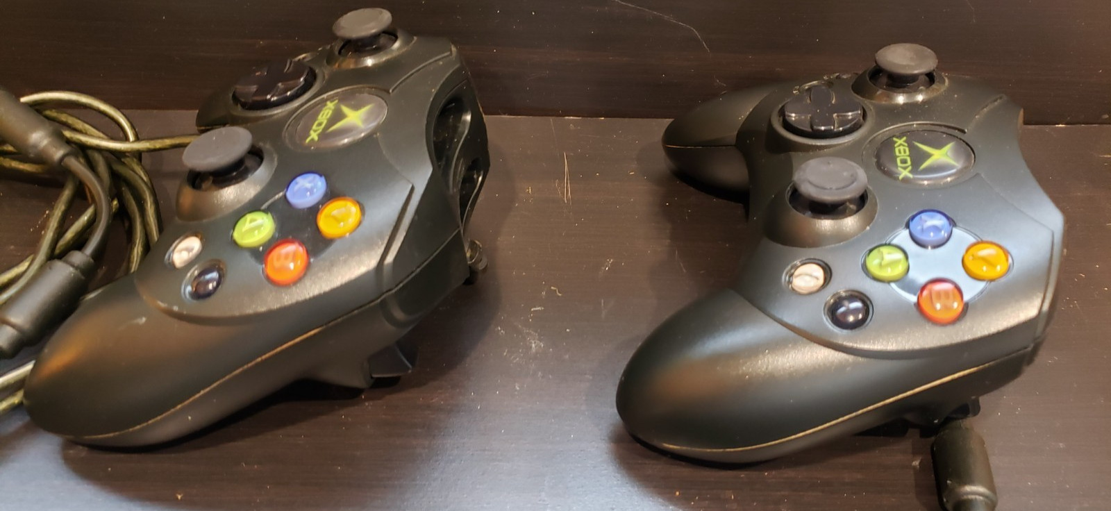 2 Xbox Microsoft Corded Controllers – S Type – Breakaway 9 ft. cords – X08-69873