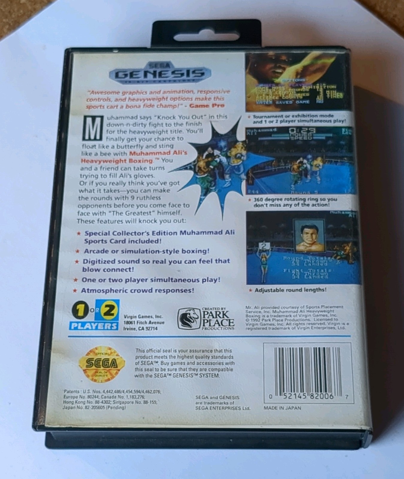 Virgin Games Muhammad Ali Heavyweight Boxing CIB + Sports Card Insert Genesis