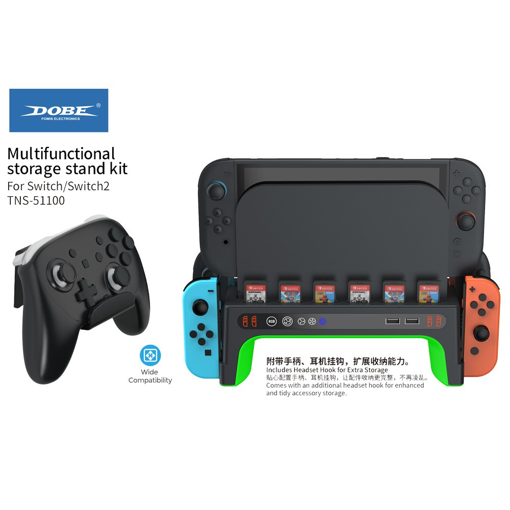 For Switch 2 Switch Desktop Handle Dock Charger Wall Mount Cooling Fan Stand Kit