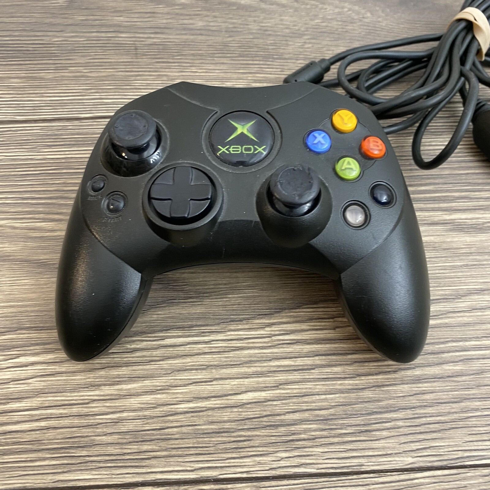 Original Xbox OEM S Type Black Controller with Breakaway Cable Tested.