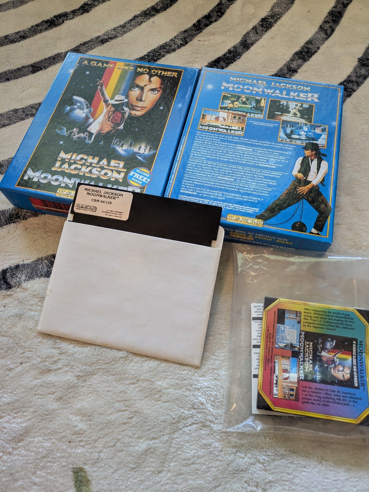 V RARE Michael Jackson Moonwalker Commodore 64/128 Disk Mint Poster PAL CIB