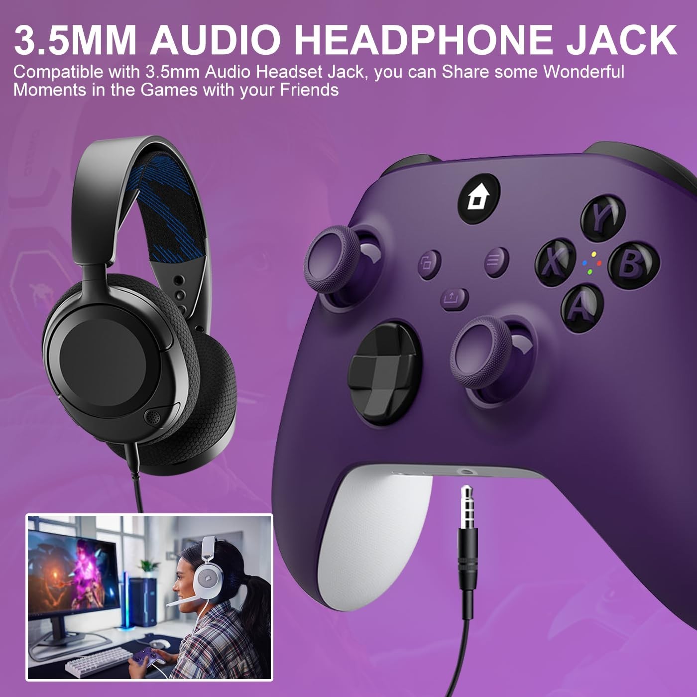 Purple Xbox One Wireless Controller with 3.5mm Jack – Perfect for Gaming Thrills
